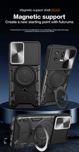 Vista 2 de Compatible con Xiaomi Redmi A1, carcasa magnética de montaje en automóvil compatible con Redmi A2 4G Kickstand con lente deslizante cubierta Bai