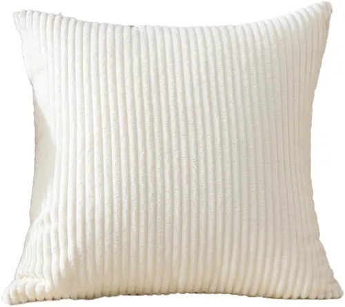 Vista 9 de Artscope Fundas de Almohada de Pana a Rayas Acogedoras Súper Suaves Decorativas Cuadradas Fundas de Cojín para Sofá Cama Dormitorio Decoración