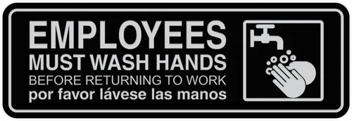 Vista 17 de Standard Employees Must Wash Hands - Letrero para puerta/pared, color negro, pequeño