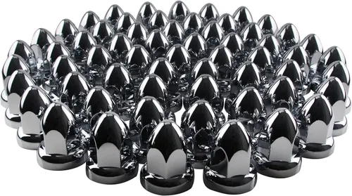Vista 9 de iBroPrat 33mm Cubiertas de tuerca cromadas, cubiertas de tuerca de plástico cromado ABS con bridas en forma de bala, para camiones semirremolque