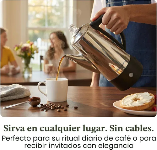 Vista 3 de Elite Gourmet - Percolador de café eléctrico de 6 tazas, acero inoxidable, 1000 W