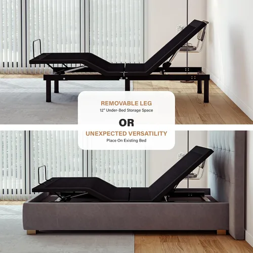 Vista 5 de MLILY EGOHOME - Base de cama ajustable individual XL con patas ajustables, base de cama eléctrica plegable de metal con control remoto inalámbrico