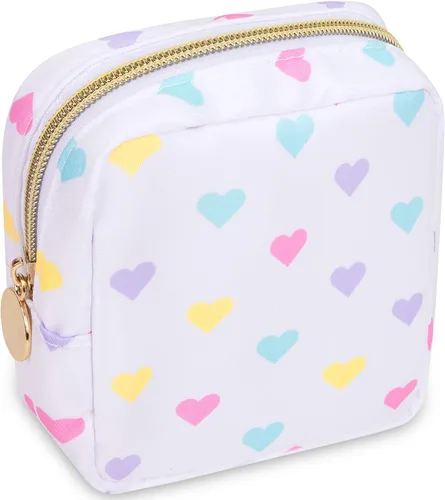 Vista 11 de izuzta Nylon Lager Pequeño Slim Mini Maquillaje Bolsa Organizador, Beige, Viajes