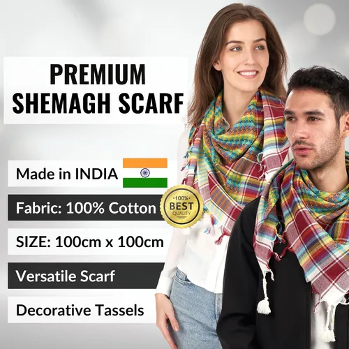 Vista 81 de LOVARZI Shemagh Cottons Arab Keffiyeh - Bufanda militar táctica para cabeza y cuello