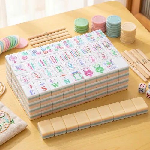 Vista 4 de Simgoing 160 Pcs American Mahjong Tiles Engraved, Stylish, Champagne Champán