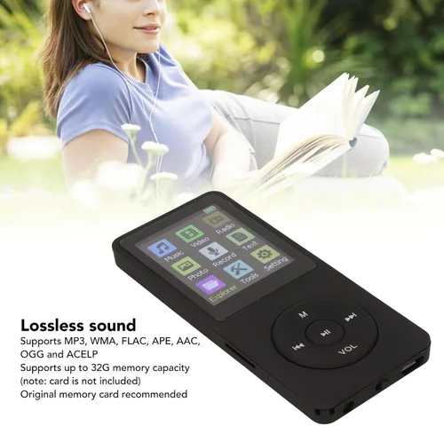 Vista 3 de Reproductor de MP3/MP4, reproductor de música MP3, compatible con tarjeta de memoria 32G, pantalla LCD digital clásica ultrafina de 1.8 pulgadas