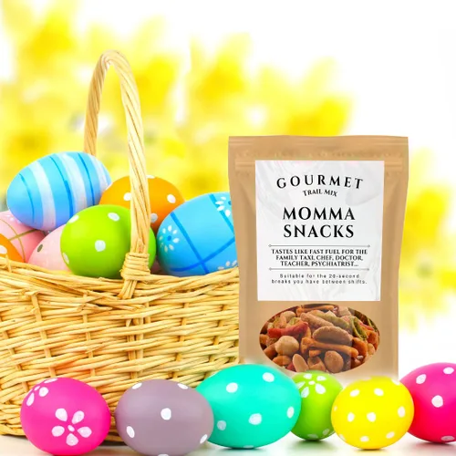 Vista 3 de Kepperton Momma Snacks Trail Mix – Mezcla crujiente sazonada gourmet, regalo de comida divertida de elefante blanco, regalos de broma para el día