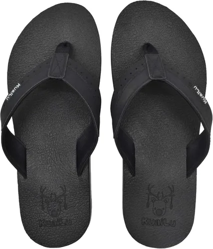 Vista 3 de KuaiLu - Sandalias de pata de gallo para hombre con soporte para el arco y plantilla de piel usada para tapetes de yoga