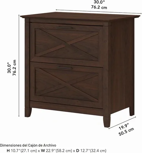 Vista 3 de Bush Furniture Key West – Archivador lateral con 2 cajones, color cereza