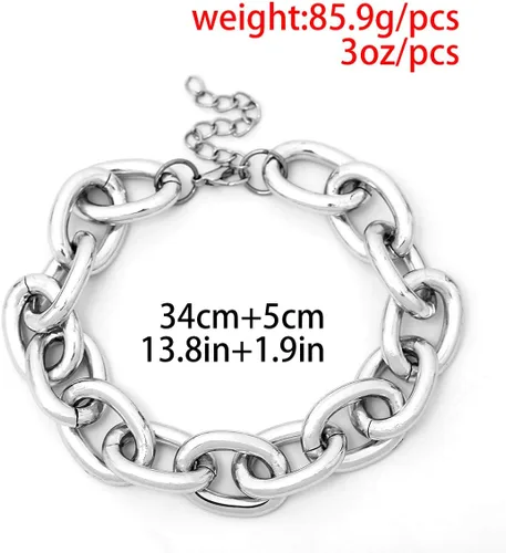 Vista 3 de Doubnine Gargantilla de plata dorada con eslabones gruesos, collar de cadena gruesa para Halloween, accesorios para mujer