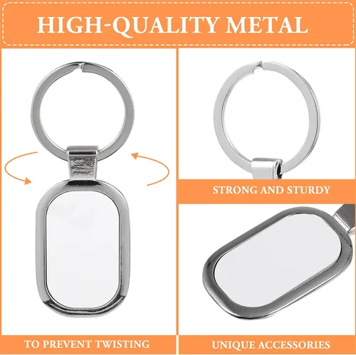Vista 2 de ARTIBETTER 5 llaveros en blanco, llavero de transferencia de calor, llavero de metal DIY llavero en blanco con llaveros para hacer regalos, Plata 1