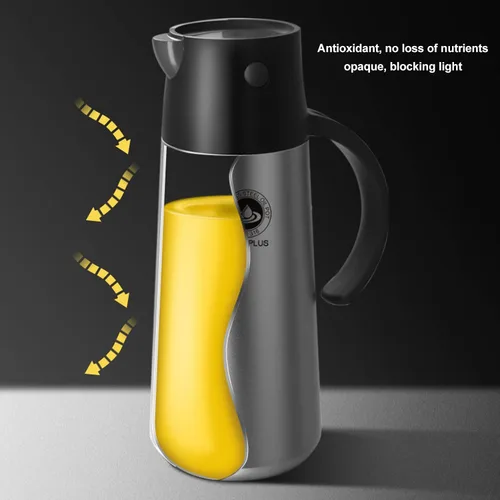 Vista 6 de Zerodis Recipiente de aceite de acero inoxidable Olla Dispensador de aceite de oliva Botella dispensadora de aceite ligera con tapa automática