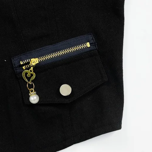Vista 7 de Chaleco de mezclilla con solapa para mujer, chaleco con botones, chaleco azul