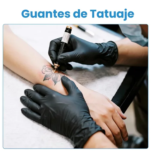 Vista 6 de Borje - Guantes de nitrilo pequeños, 100 unidades, desechables, color negro, 6 mil