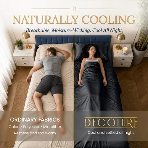 Vista 3 de DECOLURE Sábanas 100% Viscosa Derivada de Bambú Tamaño Individual - Sábanas de Lujo de 3 Piezas Naturalmente Refrescantes, Juego de Cama Ultra Suave