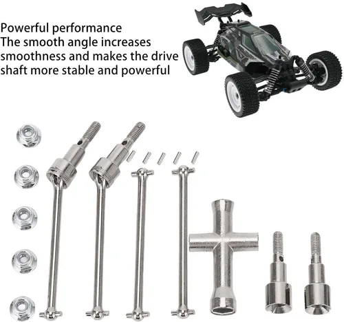 Vista 3 de Juego de eje de transmisión de coche RC 1/16 Kit de eje CVD delantero trasero compatible con 16101 16102 16103 16201PRO Ejes de transmisión de acero