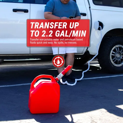 Vista 5 de TERA PUMP Bomba de transferencia de gas, batería D 3 veces más potente, parada automática, sin pérdida de combustible, potente succión (2.2 GPM)