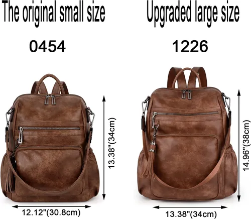 Vista 6 de UTO Mochila de cuero vegano para mujer, diseño de moda, convertible con borla, para viajes, con borla
