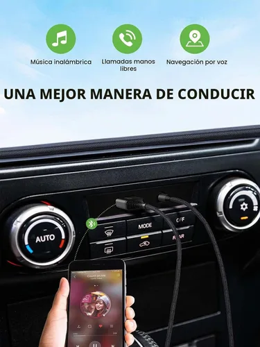 Vista 2 de HVMLAK Bluetooth 5.3 Aux Adaptador de coche Plug and Play, USB Powered, 80cm Braided Cable, Enhanced Microphone, Solid Metal Shell, Home Stereo
