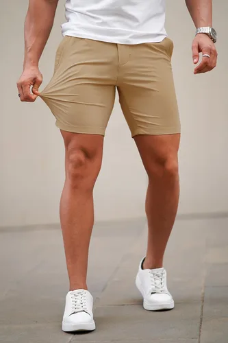 Vista 2 de GINGTTO Pantalones cortos para hombre, ajustados, elásticos, con entrepierna de 9 pulgadas