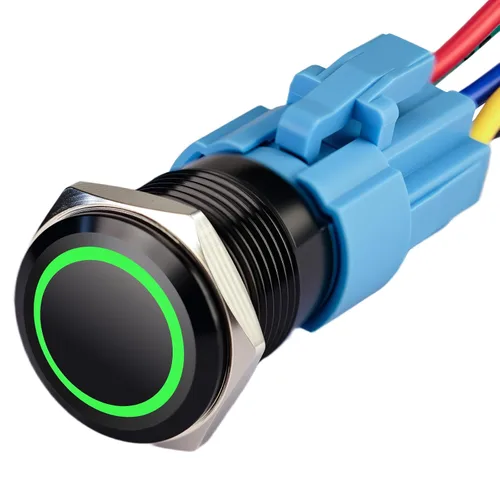 Vista 7 de Interruptor de botón momentáneo de 15 amperios, interruptor de botón de 16 mm (0,63") 12V-24V AC/DC con luz LED IP67 impermeable de ojo de ángel