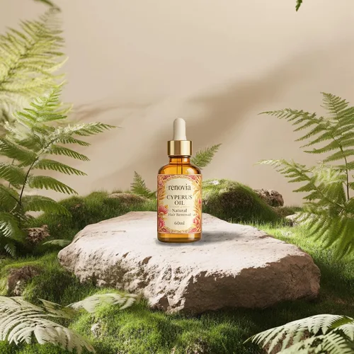 Vista 2 de Renovia Cyperus Rotundus Oil, Renovia Organics - Suero para depilación para la piel, hidratante y calmante para una piel de aspecto suave con menta