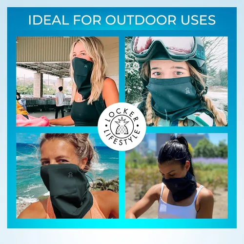 Vista 4 de Locker Lifestyle 4PC Neck Gaiter, Adjustable Neck Gaiter Balaclava with Filters, Face Cover with Side Pocket