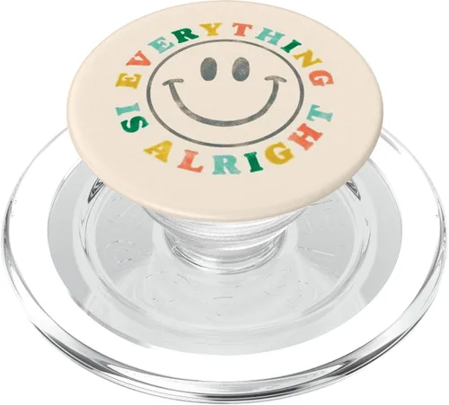 Vista 8 de Feliz cita positiva preppy estética beige sonrisa cara PopSockets Standard PopGrip