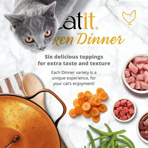 Vista 3 de Catit Cena de pollo con carne de res y calabaza - Alimento húmedo hidratante y saludable para gatos de todas las edades