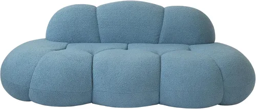 Vista 6 de JACH Sofá de nube de 3 plazas para sala de estar, moderno sofá tapizado de sherpa, sofá de ocio minimalista, cómodo sofá nube para apartamento Azul