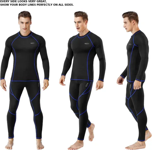 Vista 2 de Conjunto de ropa interior térmica para hombre con forro polar y capa base superior inferior