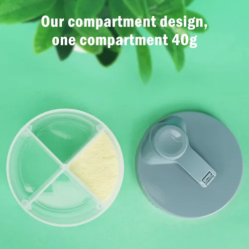 Vista 3 de Accmor - Dosificador de fórmula para bebés para llevar, contenedor giratorio sin derrames de cuatro compartimentos para llevar, contenedor de snacks