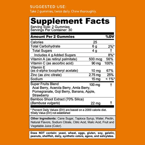Vista 6 de Goli Gomitas de vitaminas inmunológicas, 60 unidades, saúco, vitamina C, D y zinc, veganas, sin OMG, sin gluten y sin gelatina, paquete de 1