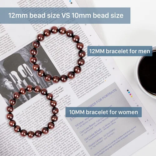Vista 2 de Enjoy Risingsun Tiger Eye Bracelet men women,anti-anxiety, courage and determination bracelet & Red Bead Triple Protection Bracelet Jewelry Genuine