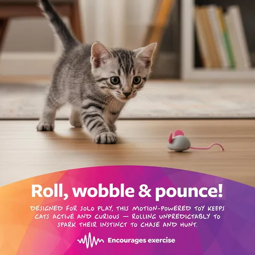 Vista 5 de SmartyKat Juguete de gato de mármol con diseño de ratón de mármol, acción impredecible para persecución en solitario y salto para gatos y gatitos