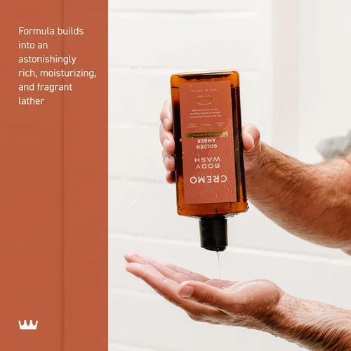 Vista 4 de Cremo Rich-Lathering Golden Amber Gel de baño para hombres, notas de grosella roja, piña, ámbar gris y musgo, 16 onzas líquidas