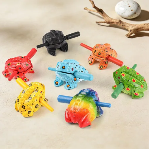 Vista 7 de Rana de madera de 8.89 cm Guiro Rasp Instrumento - Bloque de tono de percusión musical artesanal (Negro) Handmade Wood Noise Maker Musical Frogs