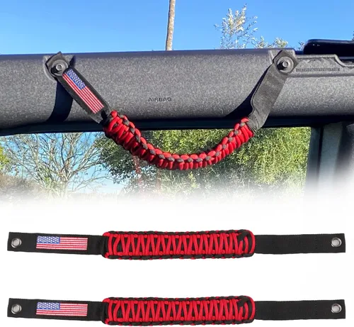 Vista 11 de Asas de agarre para barra antivuelco, mango de agarre Paracord para Ford Bronco, paquete de 2 (color negro)