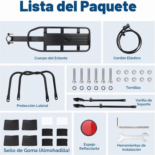 Vista 6 de MEGHNA Portabicicletas de gran capacidad, estable, para bicicleta trasera, ajuste universal desmontable para la mayoría de las bicicletas, fácil