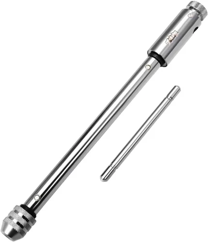 Vista 4 de uxcell Llave de trinquete ajustable, mango en T, para roscas métricas M3-M8, soporte de mango en T de trinquete, herramienta de roscado manual