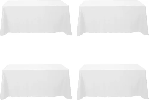 Vista 66 de BRILLMAX - Manteles para mesa rectangular de 6 pies, tela de lino de poliéster, lavable, para boda, recepción, banquete, fiesta de cumpleaños, 60 x