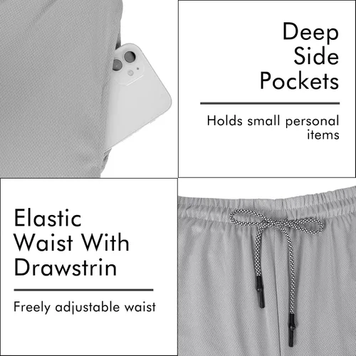 Vista 4 de Pantalones cortos deportivos para hombre, pantalones cortos de entrenamiento 2 en 1 para hombre, pantalones cortos de malla de secado rápido