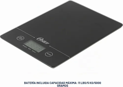 Vista 3 de Oster Gridley - Báscula digital de cocina, báscula de alimentos de alta precisión de 11 libras con pantalla LCD, función de tara, medición de gramos