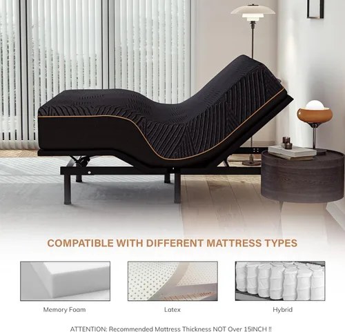 Vista 3 de MLILY EGOHOME - Base de cama ajustable individual XL con patas ajustables, base de cama eléctrica plegable de metal con control remoto inalámbrico