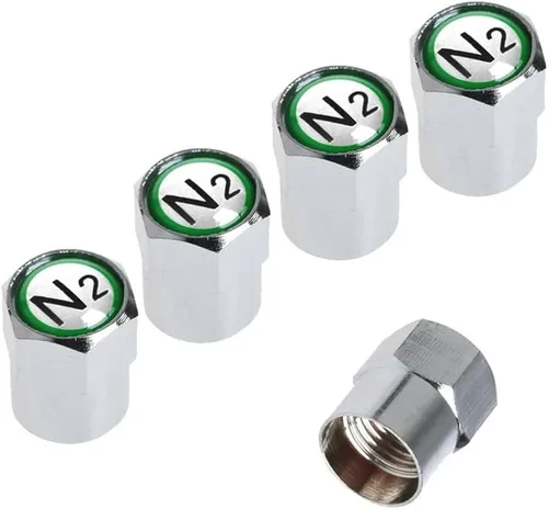 Vista 8 de N2 - Juego de tapas de válvula de nitrógeno TPMS de aluminio cromado y plateado, resistentes a la corrosión, cubiertas universales para autos