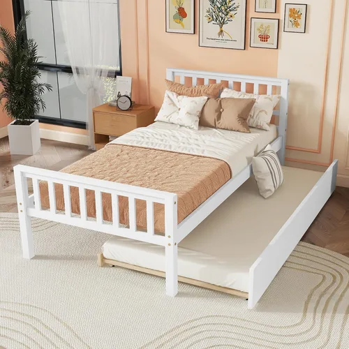 Vista 10 de HomSof Cama individual con 2 cajones, madera maciza, no necesita somier, gris
