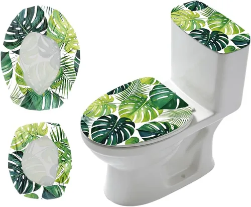 Vista 13 de Juego de 2 fundas de tapa de inodoro de grano de madera y cubierta de tanque, juego de fundas elásticas rústicas para asiento de inodoro