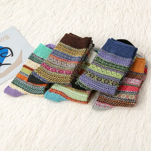 Vista 4 de Zando Athletic Sports Knit Pattern Womens Winter Socks Crew Cut Cashmere Retro Thick Warm Soft Wool Socks