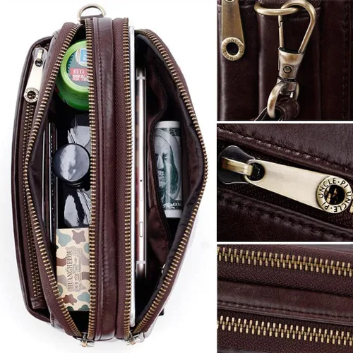 Vista 7 de Hebetag Cartera de cuero para hombre organizador de muñeca