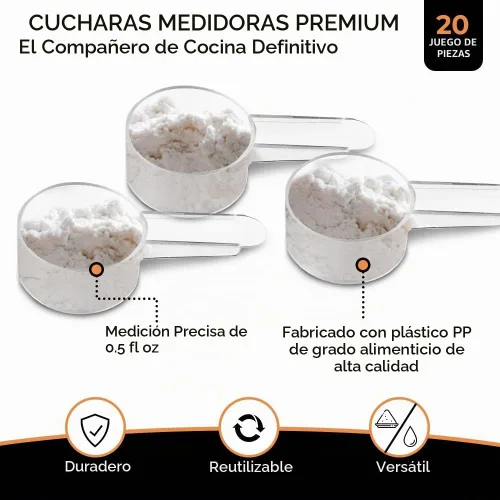 Vista 2 de Paquete de 20 cucharadas de cucharadas medidoras, 1 cucharada (0.5 fl oz) de plástico para café Clear short-handle 1 tbsp scoops for coffee, loose